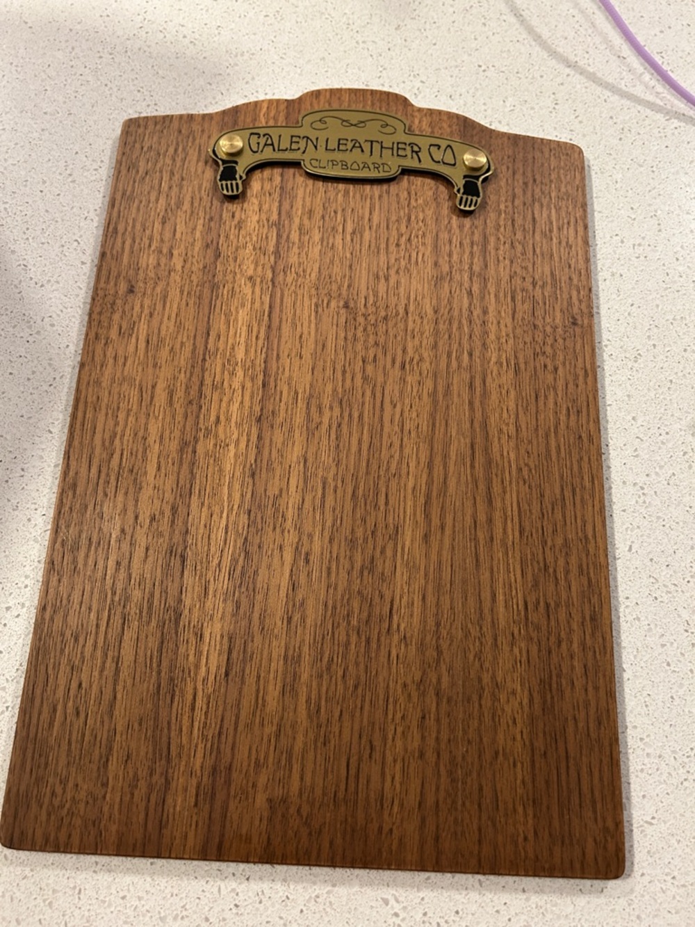 Galen Leather Co Wooden Clipboard with Brass Plaque - Brown